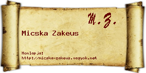 Micska Zakeus névjegykártya